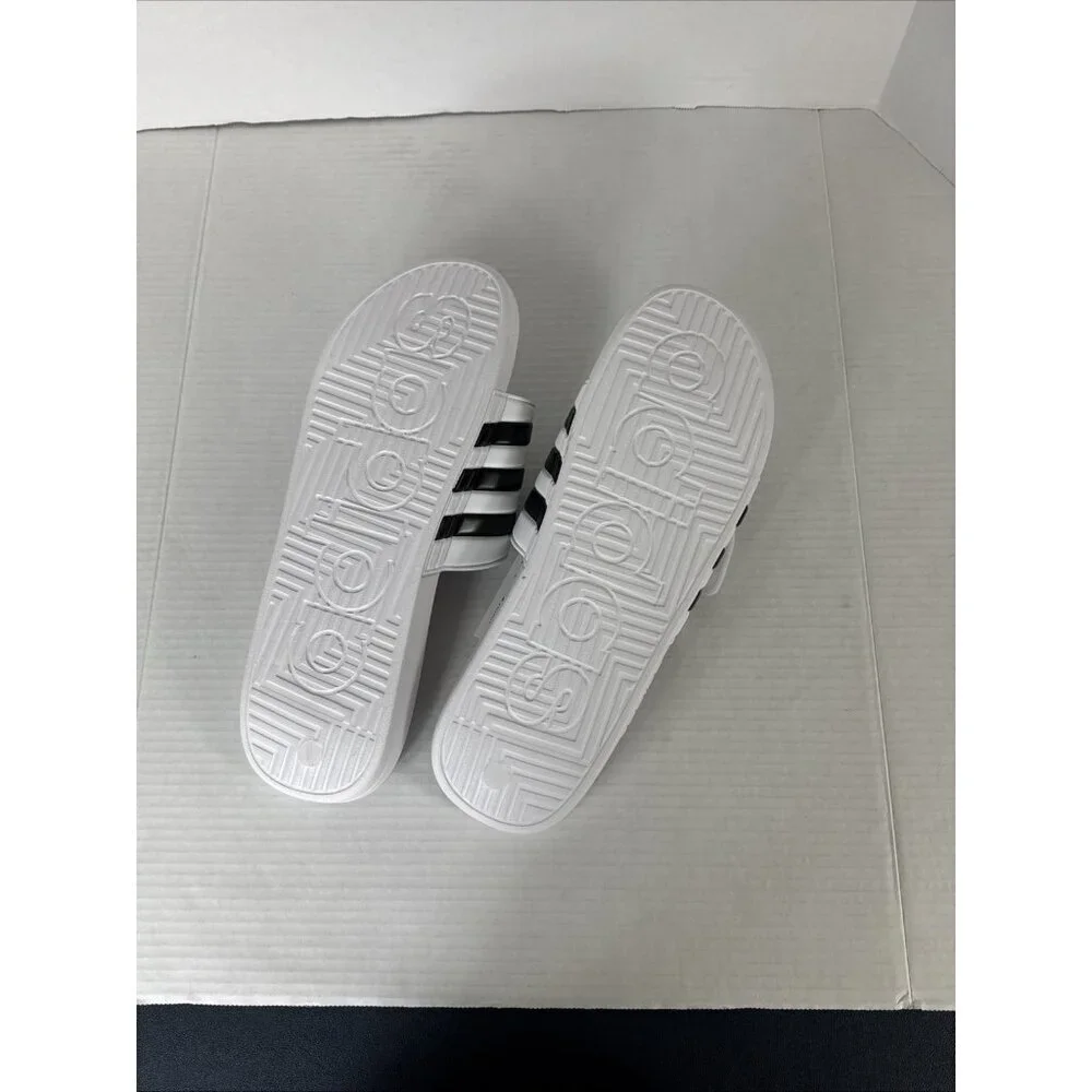 Adidas Adissage Men's US17 Unisex White/Black Sandals Slides Massage‎ NWOB 9425